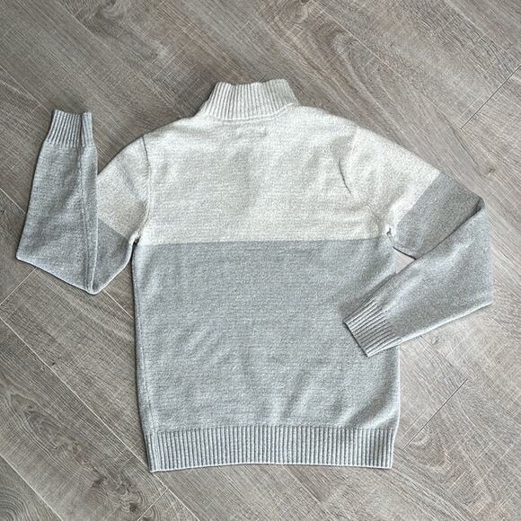 METHOD Gray Cream Colorblock Cableknit 1/4 Zip Sweater Men’s Size Small - Picture 7 of 7